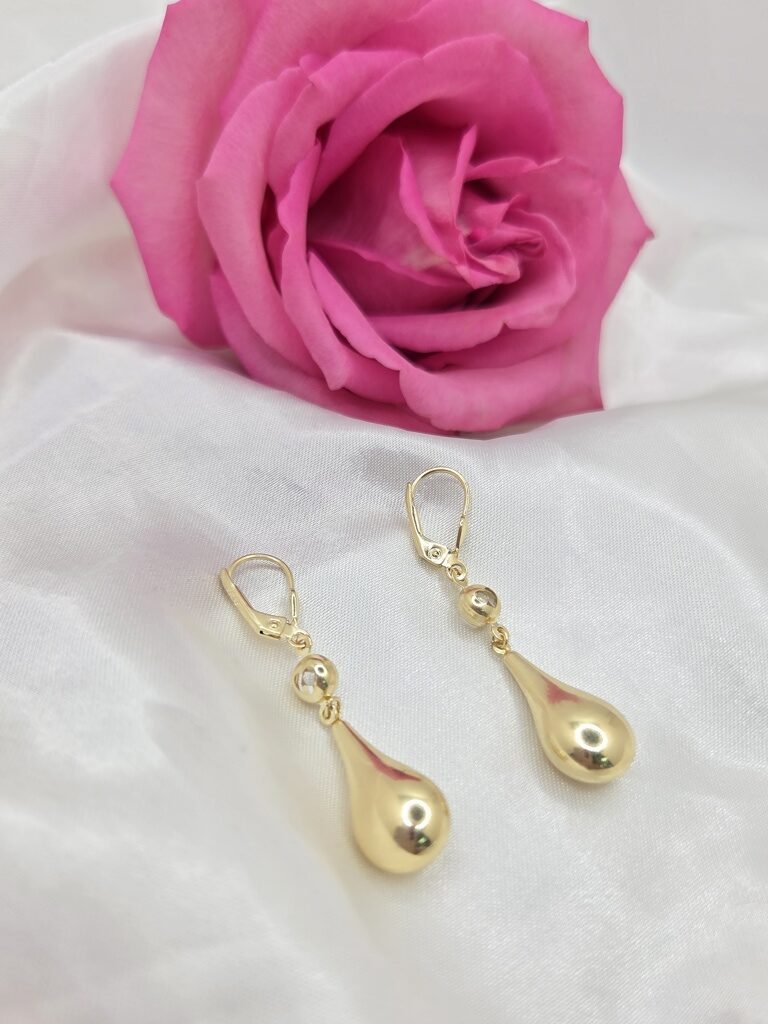 14K ELEGANT TEARDROP PENDANT HOOPS EARRINGS – JY Jewelry Wholesale