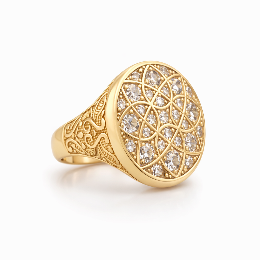 14K LARGE ROUND ROSETTA MAN'S RING – 10 – JY Jewelry Wholesale
