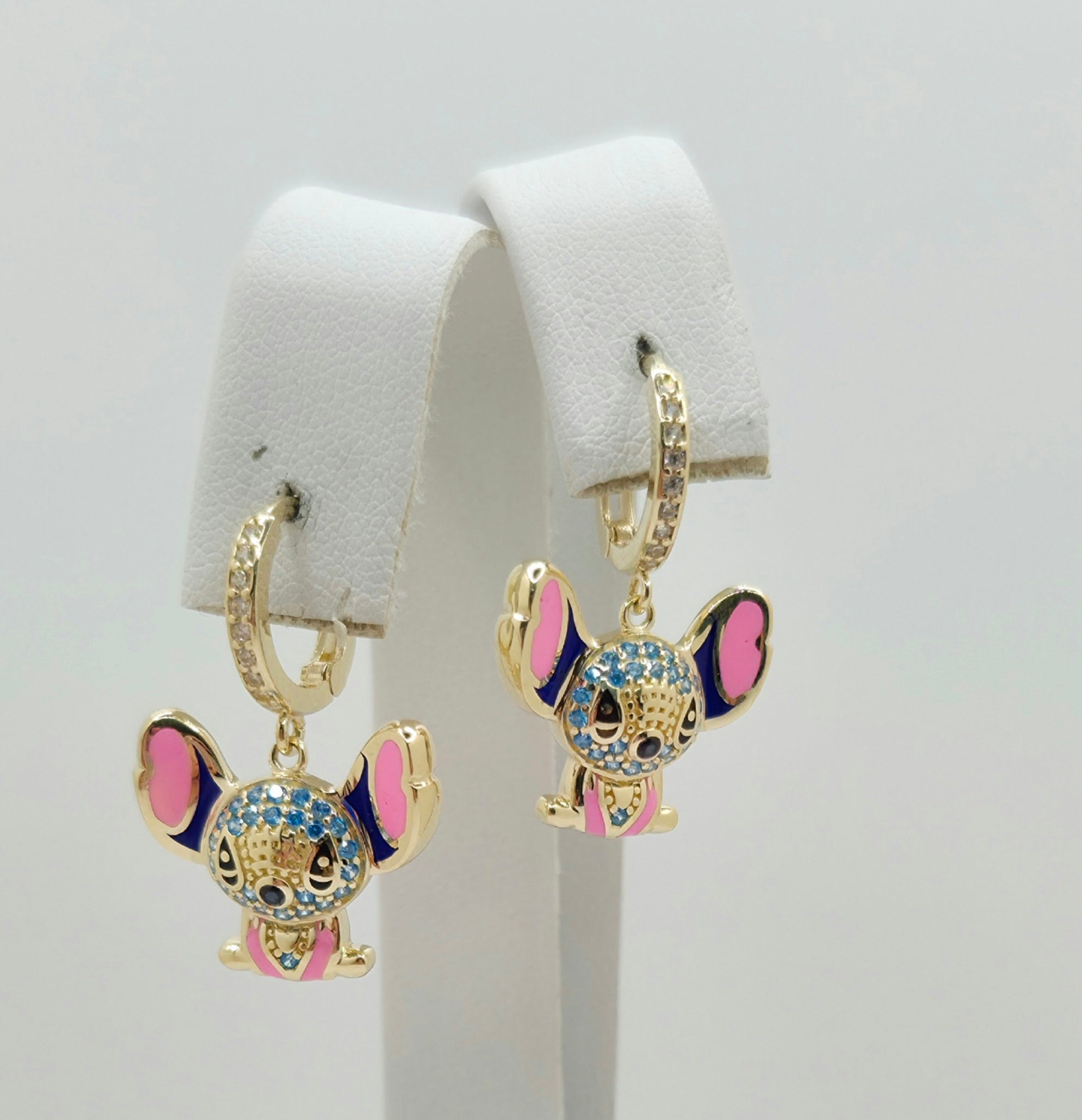 10K CZ DETAIL SKY BLUE STITCH HOOPS EARRINGS – JY Jewelry Wholesale