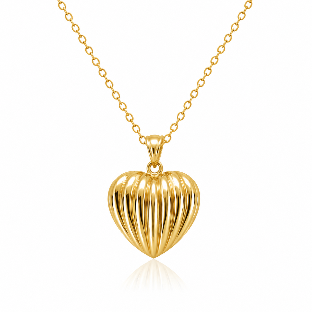 14K RIBBED DESIGN HEART PENDANT – JY Jewelry Wholesale
