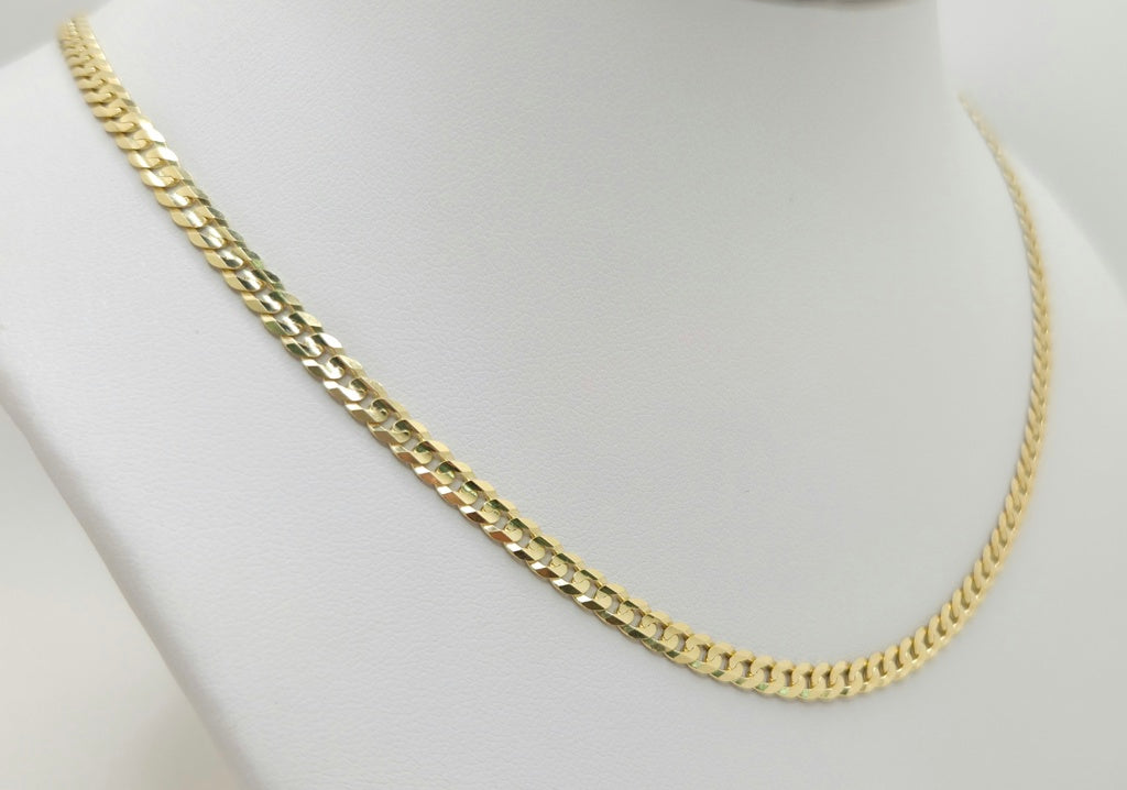 14K SOLID CUBAN CURB FLAT CHAIN – 3.5MM 18" – JY Jewelry Wholesale