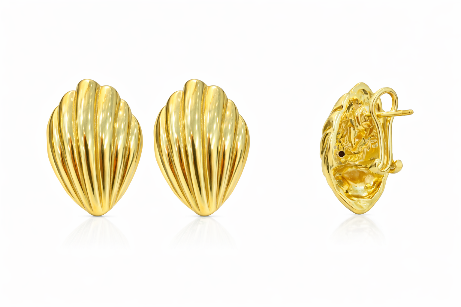 10K MODERN SHELL DESIGN OMEGA BACKS EARRINGS – JY Jewelry Wholesale