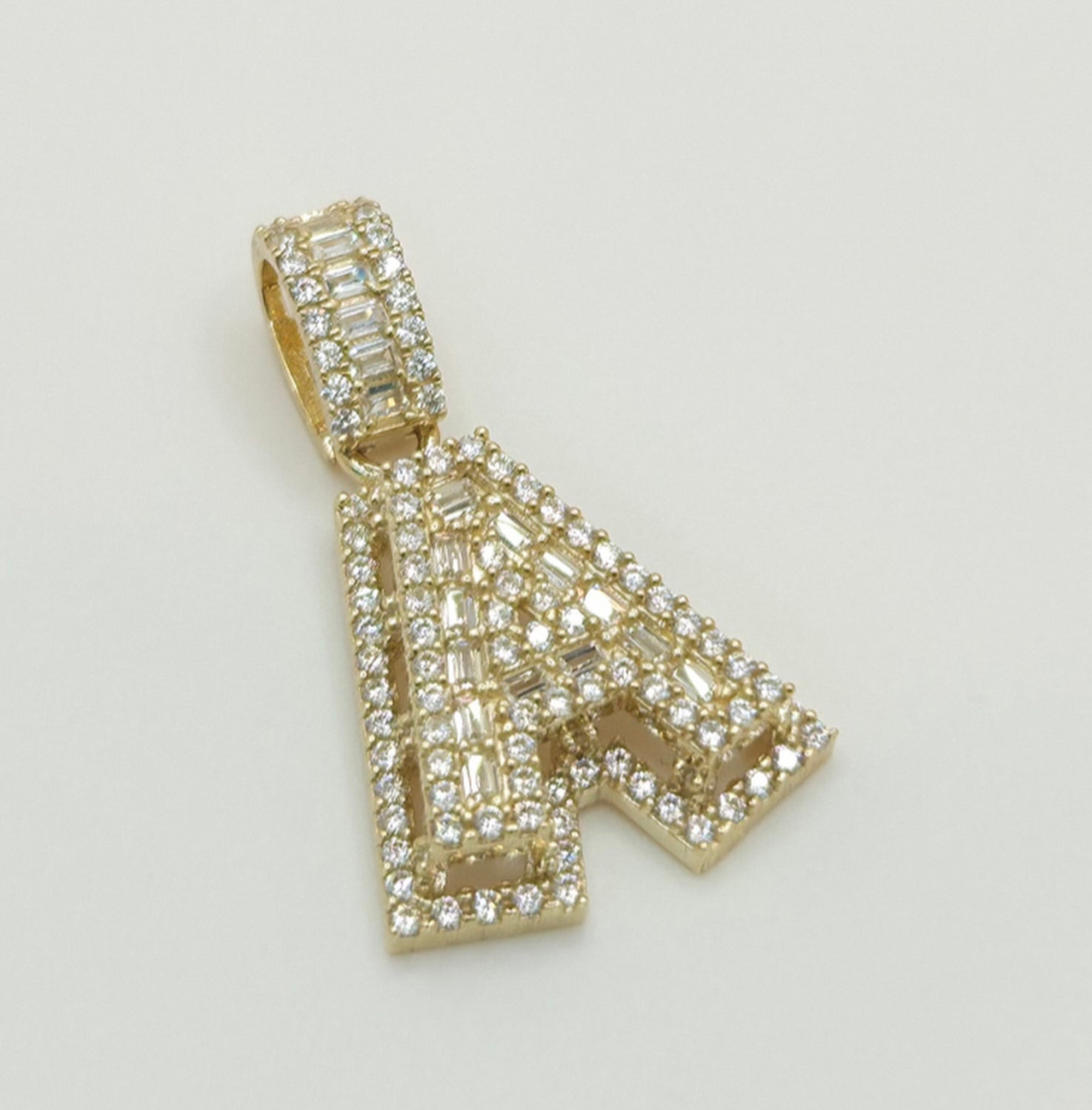 10K SMALL CZ "A" LETTER PENDANT – JY Jewelry Wholesale