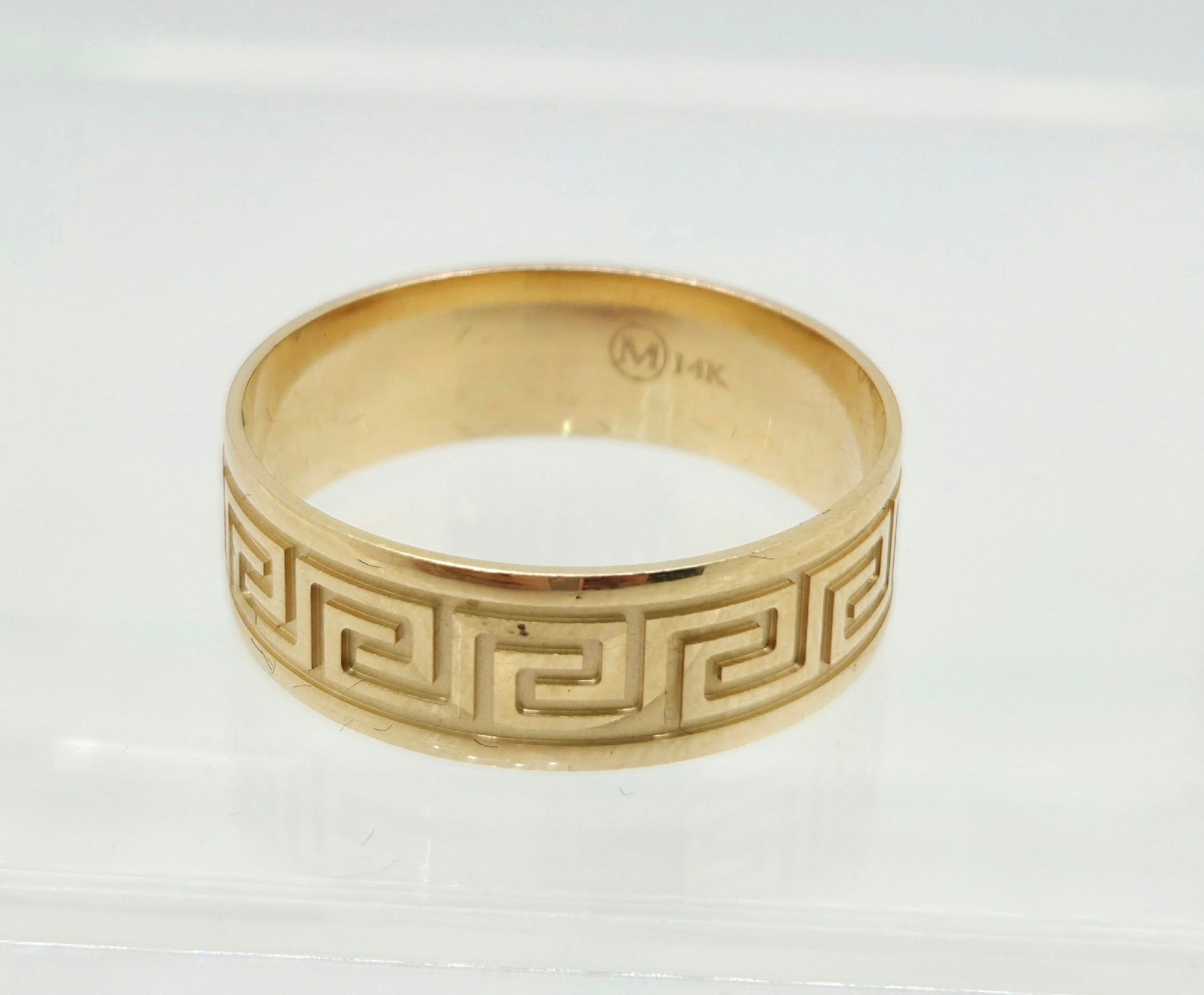 14K GREEK DESIGN ENGAGEMENT MAN'S RING – 15 8MM – JY Jewelry Wholesale