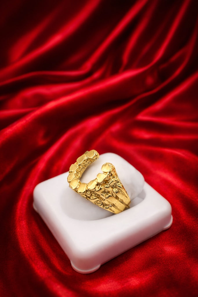 10K SOLID NUGGETS HORSESHOE RING – 7 – JY Jewelry Wholesale