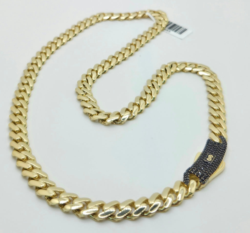 10K CERTIFIED MONACO CHAIN BLACK CZ CLOSURE – 20" 8MM – JY Jewelry Wholesale
