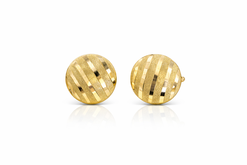 14K VINTAGE GROOVES DESIGN OMEGA BACK EARRINGS – MEDIUM – JY Jewelry Wholesale