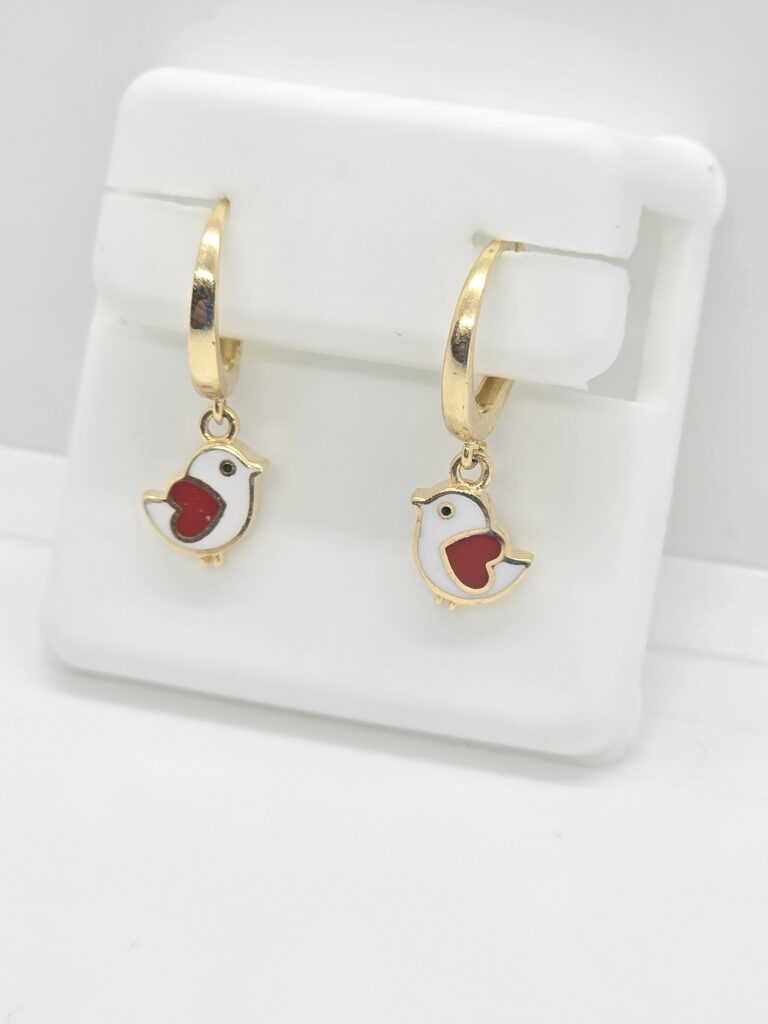 10K WHITE&RED LITTLE BIRD HOOP EARR – JY Jewelry Wholesale
