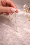 10K CZ CROSS CHAIN – 16" – JY Jewelry Wholesale
