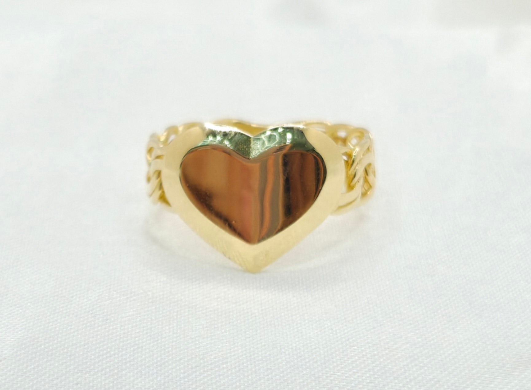 10K CHINO LINK STYLE PLAIN HEART RING – 8 – JY Jewelry Wholesale