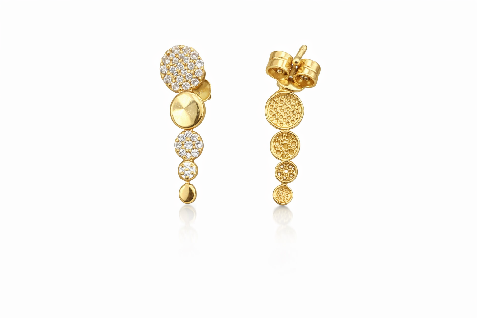 14K MODERN CZ AND YELLOW GOLD CIRCLES EARRINGS – JY Jewelry Wholesale