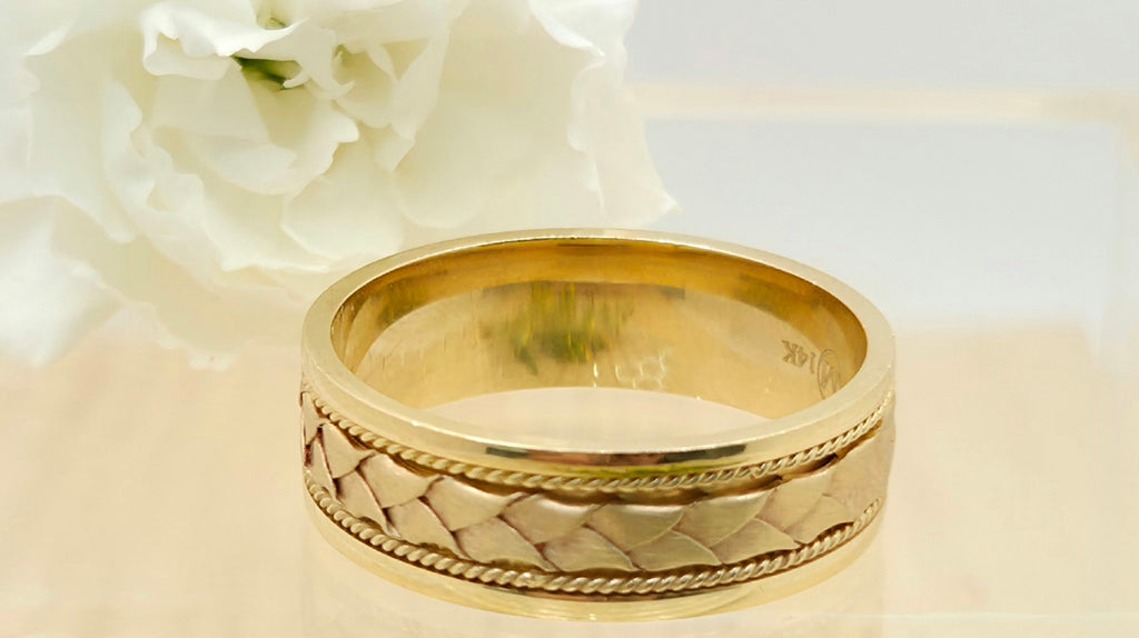 14K BRAIDED DESIGN ENGAGEMENT MAN'S RING – 13 6MM – JY Jewelry Wholesale