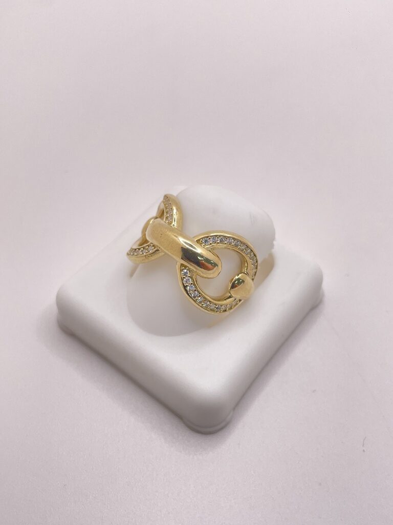 10K LARGE OVAL CHAIN STYLE RING WITH ZIRCONIA – 7 – JY Jewelry Wholesale