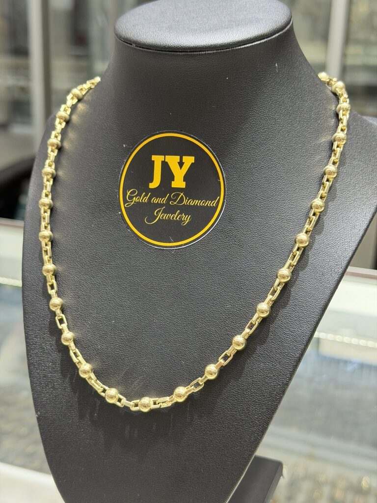 10K MODERN PAPER CLIP-BEADS CHAIN – 20" 6MM – JY Jewelry Wholesale