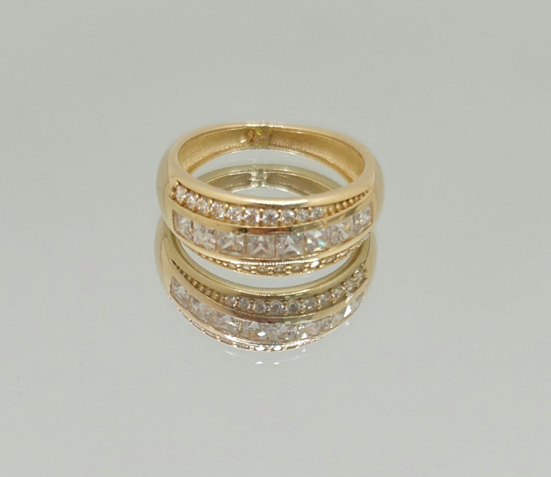 14K CZ DETAIL WEDDING BAND MEN'S RING – 7.5 – JY Jewelry Wholesale
