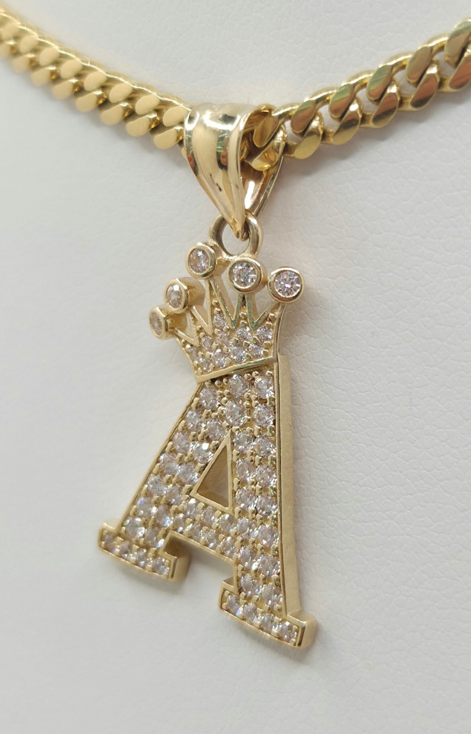 14K crowned letter A pendant – 17.2X25MM – JY Jewelry Wholesale