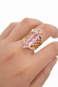 10K NET BACKGRAIND PINK ALMOND STONE RING – 7 – JY Jewelry Wholesale