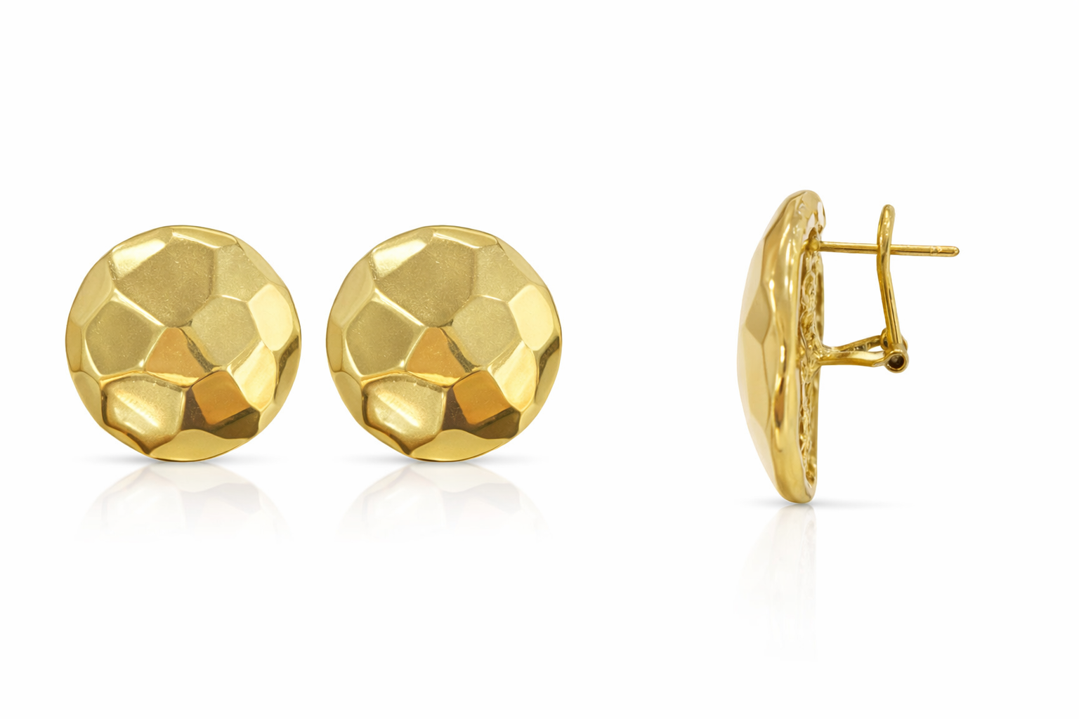 10K LARGE VINATGE ROUND ASYMETRIC OMEGA BACK EARRINGS – JY Jewelry Wholesale