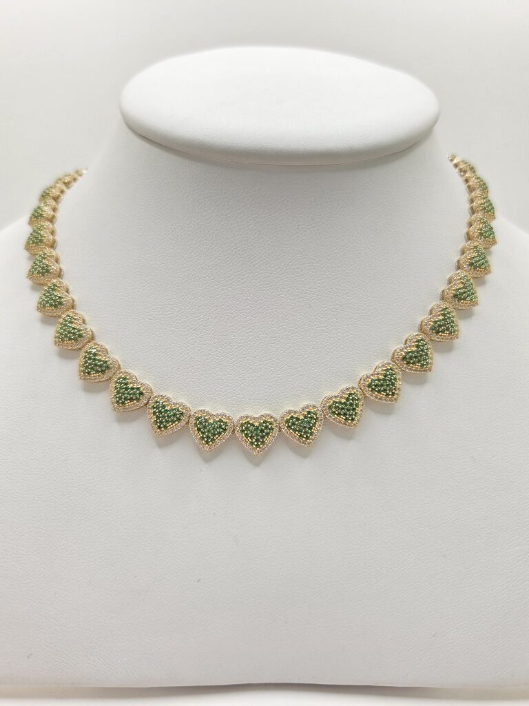 10K GREEN HEART NECKLACE CZ – 18" – JY Jewelry Wholesale
