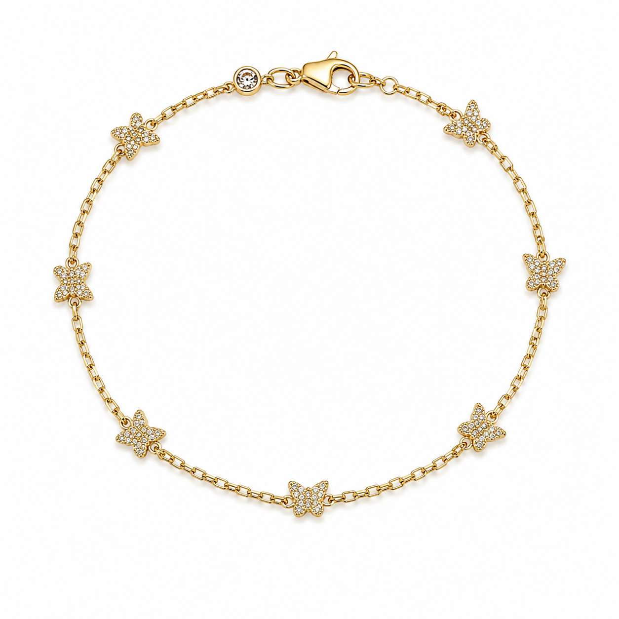 10K BUTTERFLYS ROLO BRACELET – 7" – JY Jewelry Wholesale