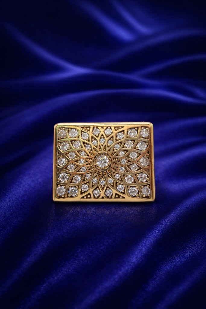 10K MANDALA DESIGN RECTANGULAR ROSETTA MAN'S RING – 12 – JY Jewelry Wholesale