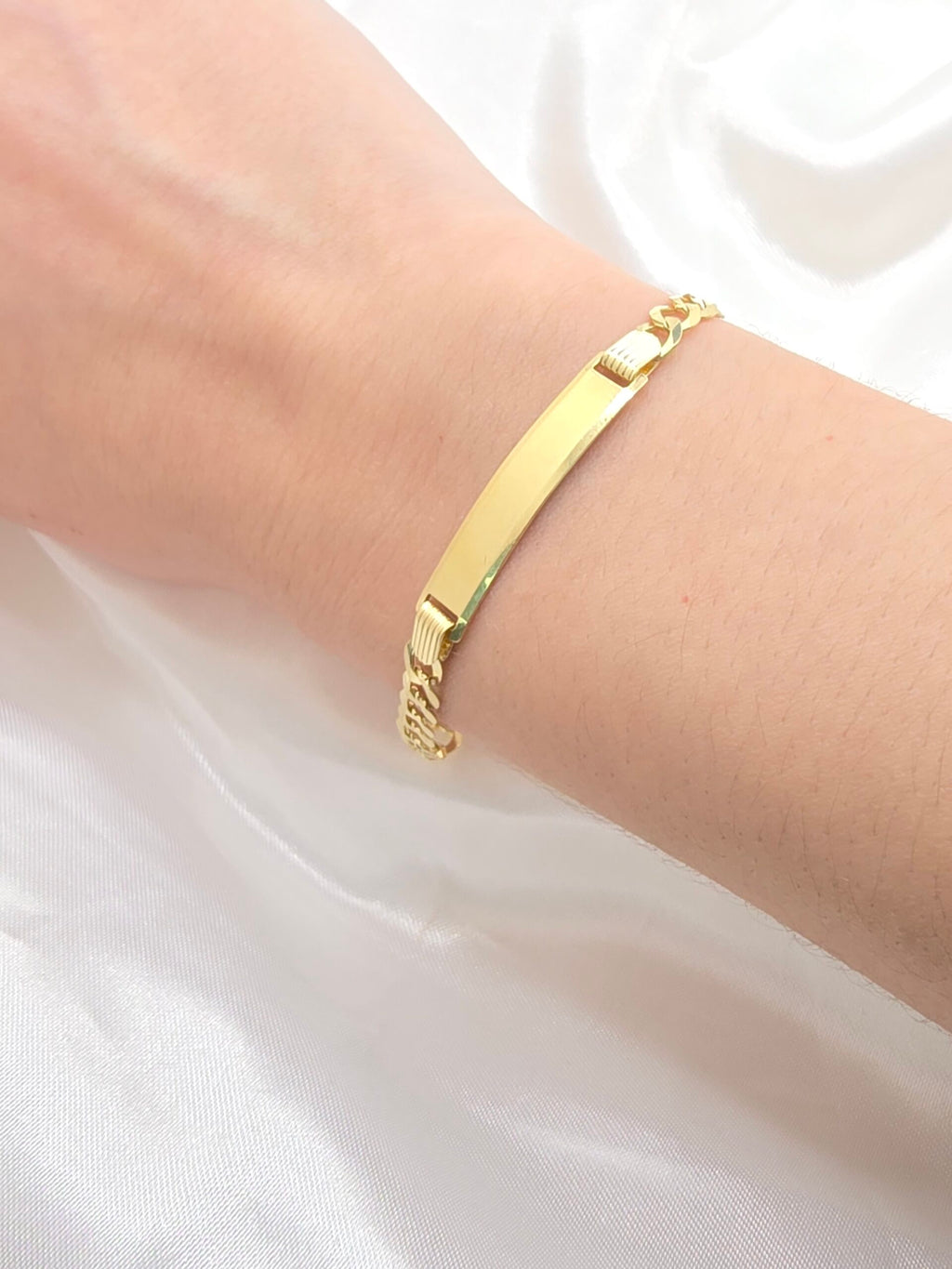 14K CUBAN CURB FLAT BABY ID BRACELET – 6" 5MM – JY Jewelry Wholesale