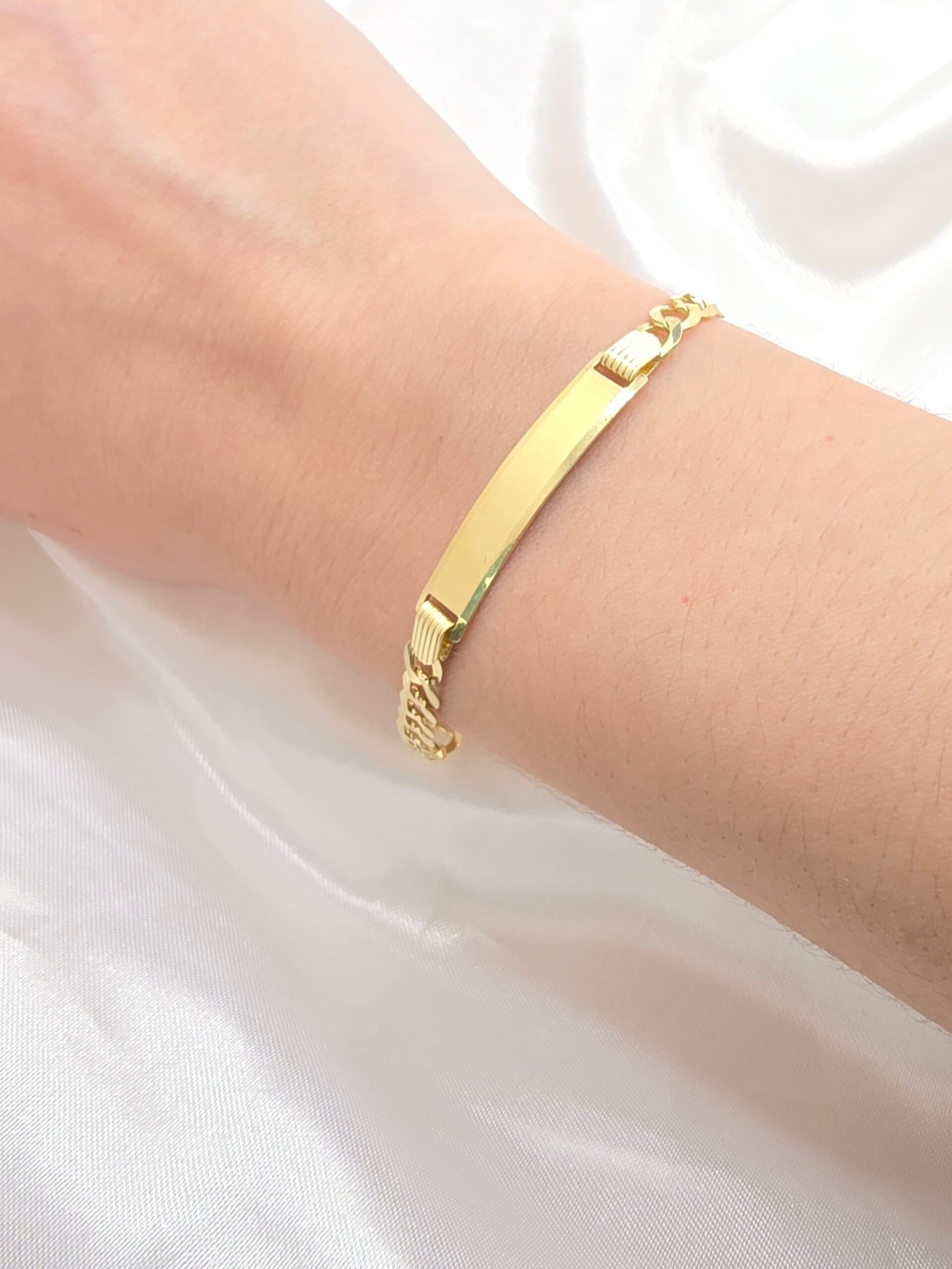 14K CUBAN CURB FLAT BABY ID BRACELET – 6" 5MM – JY Jewelry Wholesale
