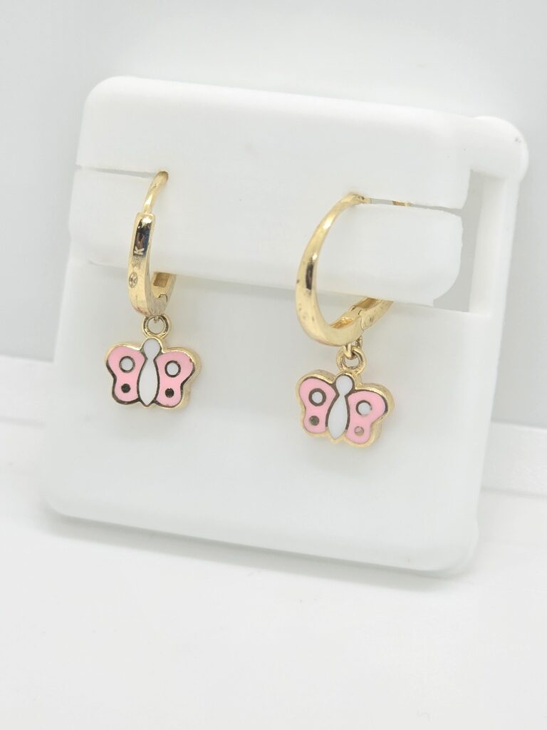 10K PINK BUTTERFLY HOOP EARRINGS – JY Jewelry Wholesale
