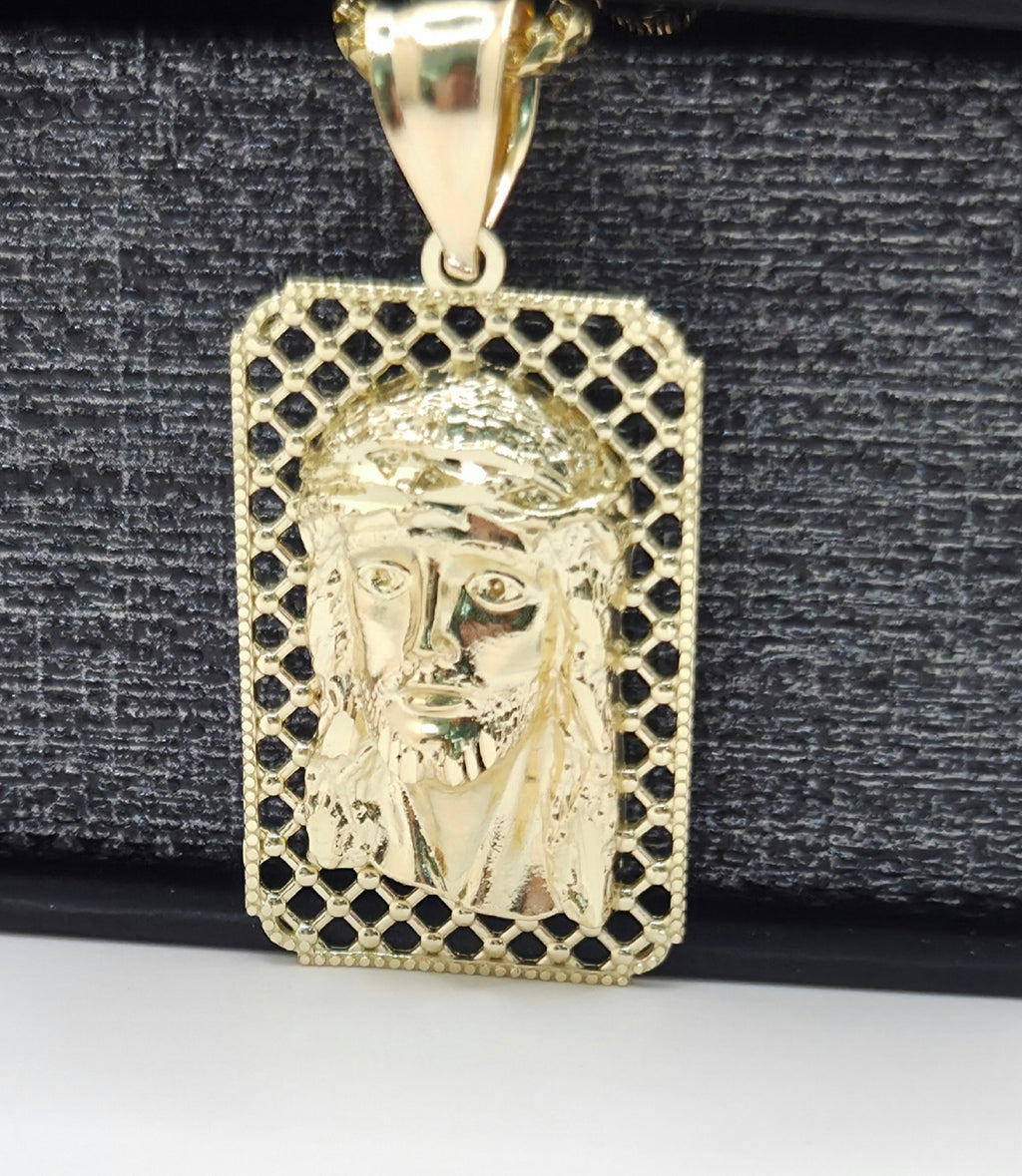 10K MEDIUM RECTANGULAR NET BACKGROUND JESUS FACE – JY Jewelry Wholesale