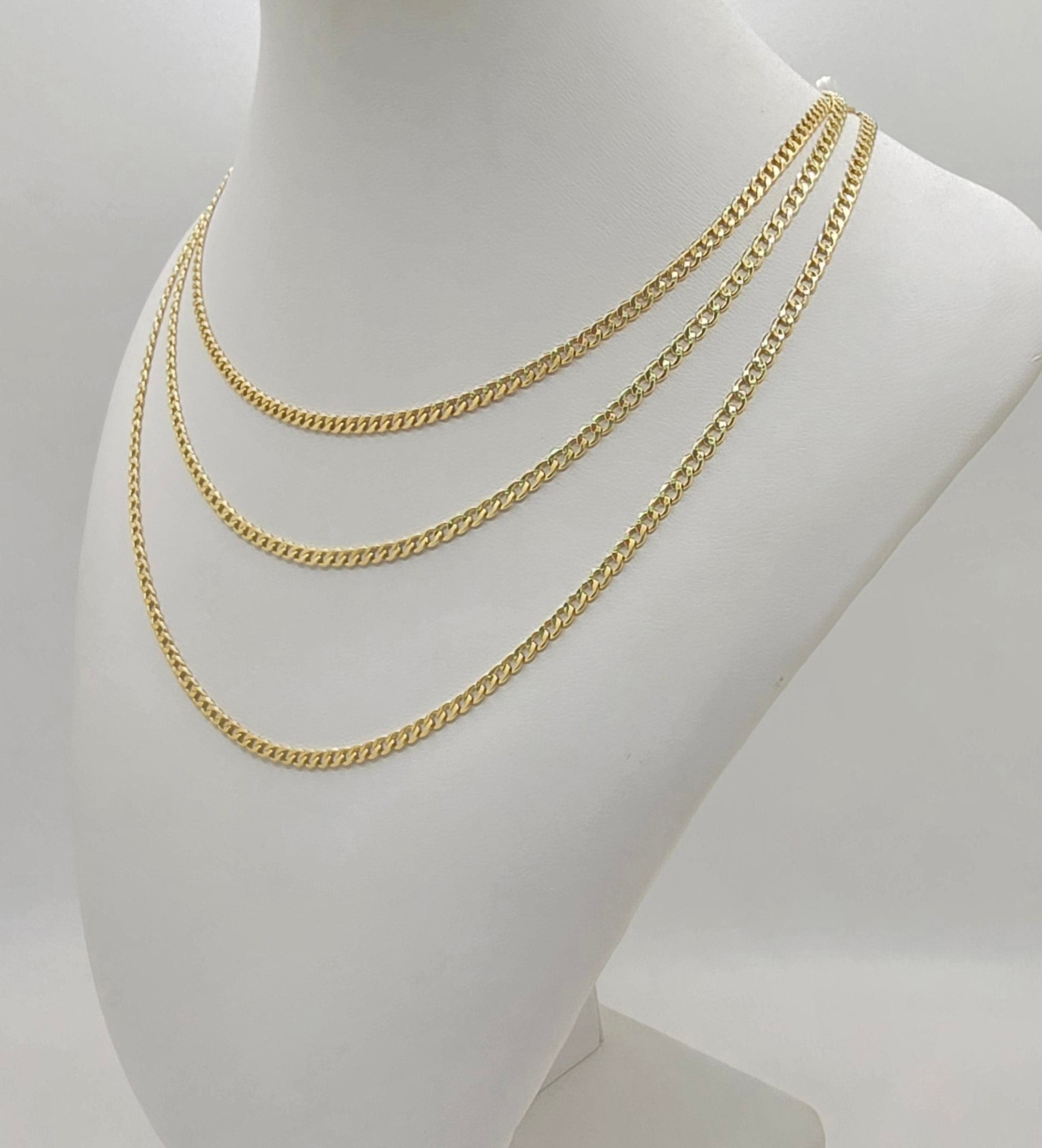 10K HOLLOW CUBAN CURB FLAT CHAIN – 16" 2.5MM – JY Jewelry Wholesale