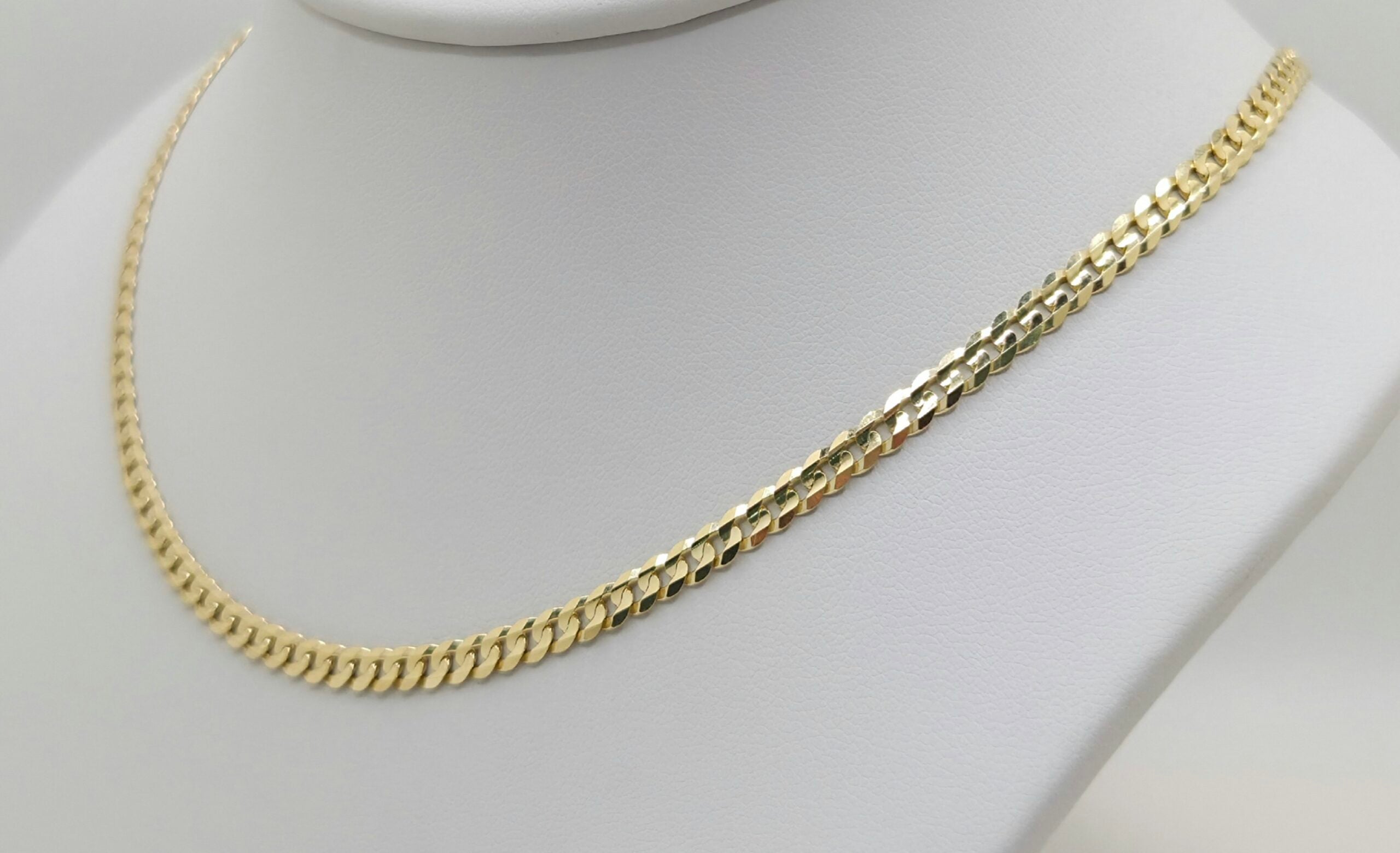 14K SOLID CUBAN CURB FLAT CHAIN – 3.5MM 18" – JY Jewelry Wholesale