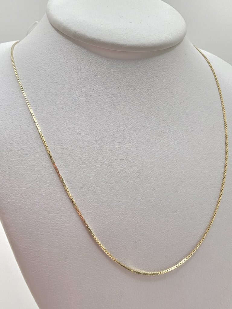 10K BOX LINK CHAIN – 16" 1MM – JY Jewelry Wholesale