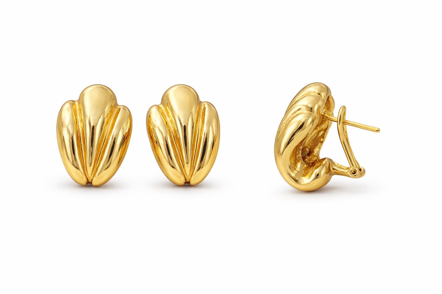 10K MODERN OPEN SHELL DESIGN OMEGA BACK EARRINGS – JY Jewelry Wholesale