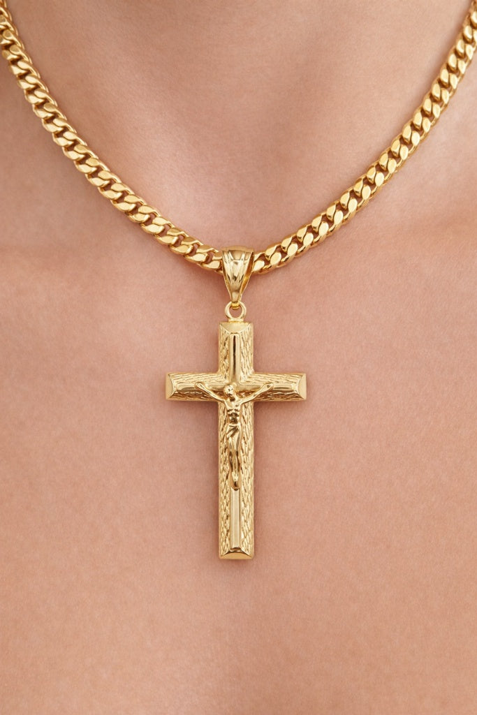 14K SMALL DIAMOND CUT DETAIL JESUS CRUCIFIX CROSS PENDANT – JY Jewelry Wholesale