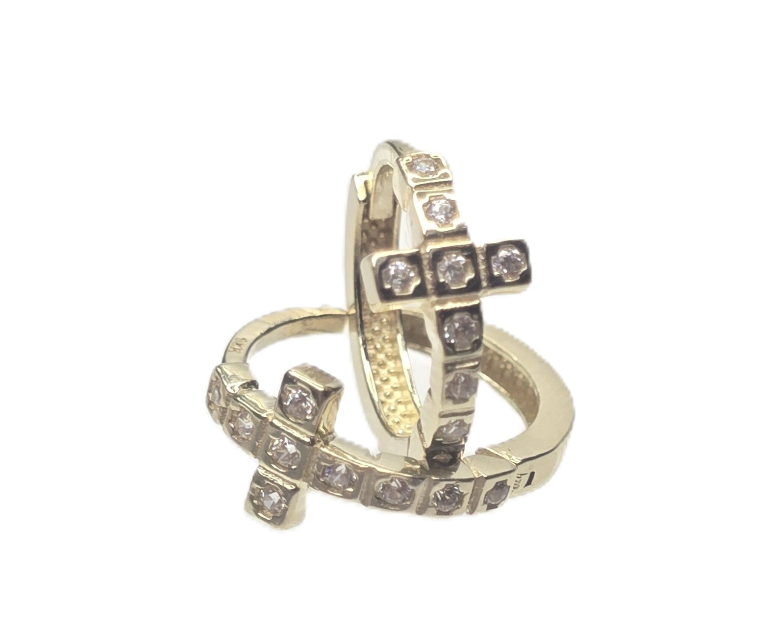 10K DELICATE CROSS HOOPS EARRINGS – EXTRA SMALL – JY Jewelry Wholesale