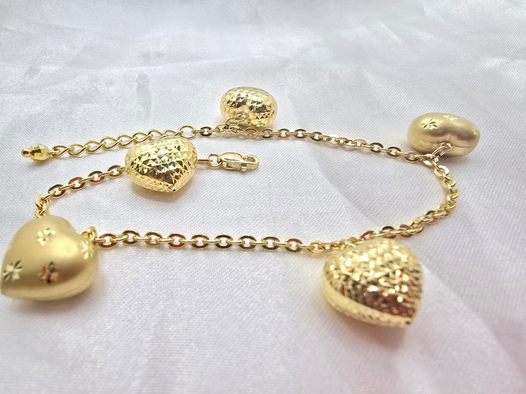 10K LARGE DIAMOND CUT AND HEARTS – 7" – JY Jewelry Wholesale
