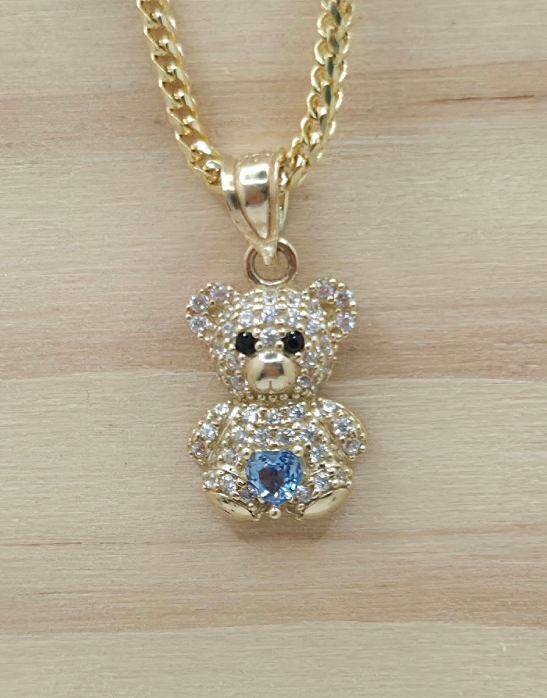 10K BLUE CZ SMALL TEDDY BEAR PENDANT – JY Jewelry Wholesale