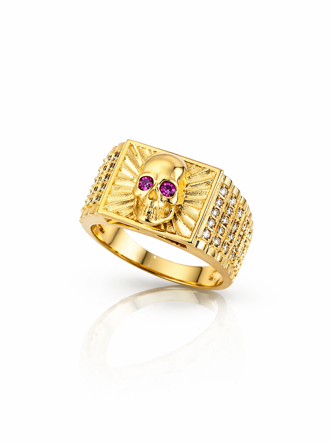 10K CARAVEL RING WITH RED EYES AND DETAILS OF CZ – 10.5 – JY Jewelry Wholesale
