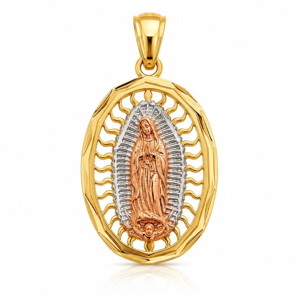 10K ROUND VIRGEN DE LA CARIDAD PENDANT – JY Jewelry Wholesale