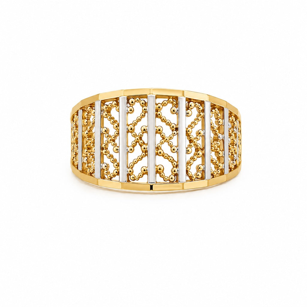 14K VINTAGE NET DESIGN TWO TONE RING – 7 – JY Jewelry Wholesale