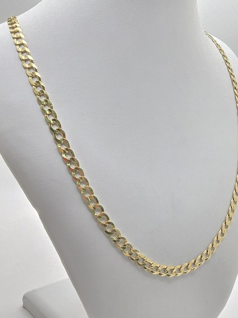 14K SOLID CUBAN CURB FLAT CHAIN – 16" 5MM – JY Jewelry Wholesale
