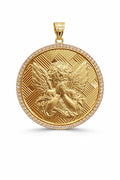 10K CZ FRAME OVAL GUARDIAN ANGEL PENDANT – LARGE – JY Jewelry Wholesale