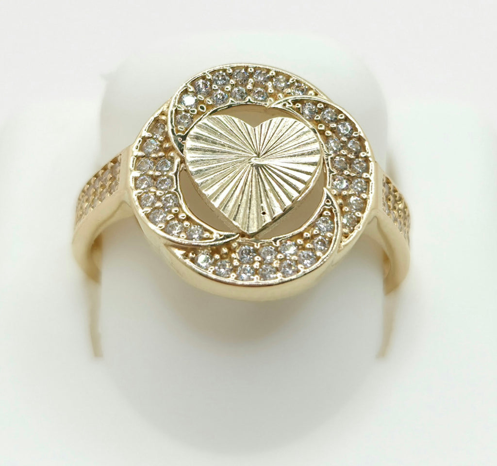 14K CZ ROUND HEART INSIDE RING – 8.5 – JY Jewelry Wholesale