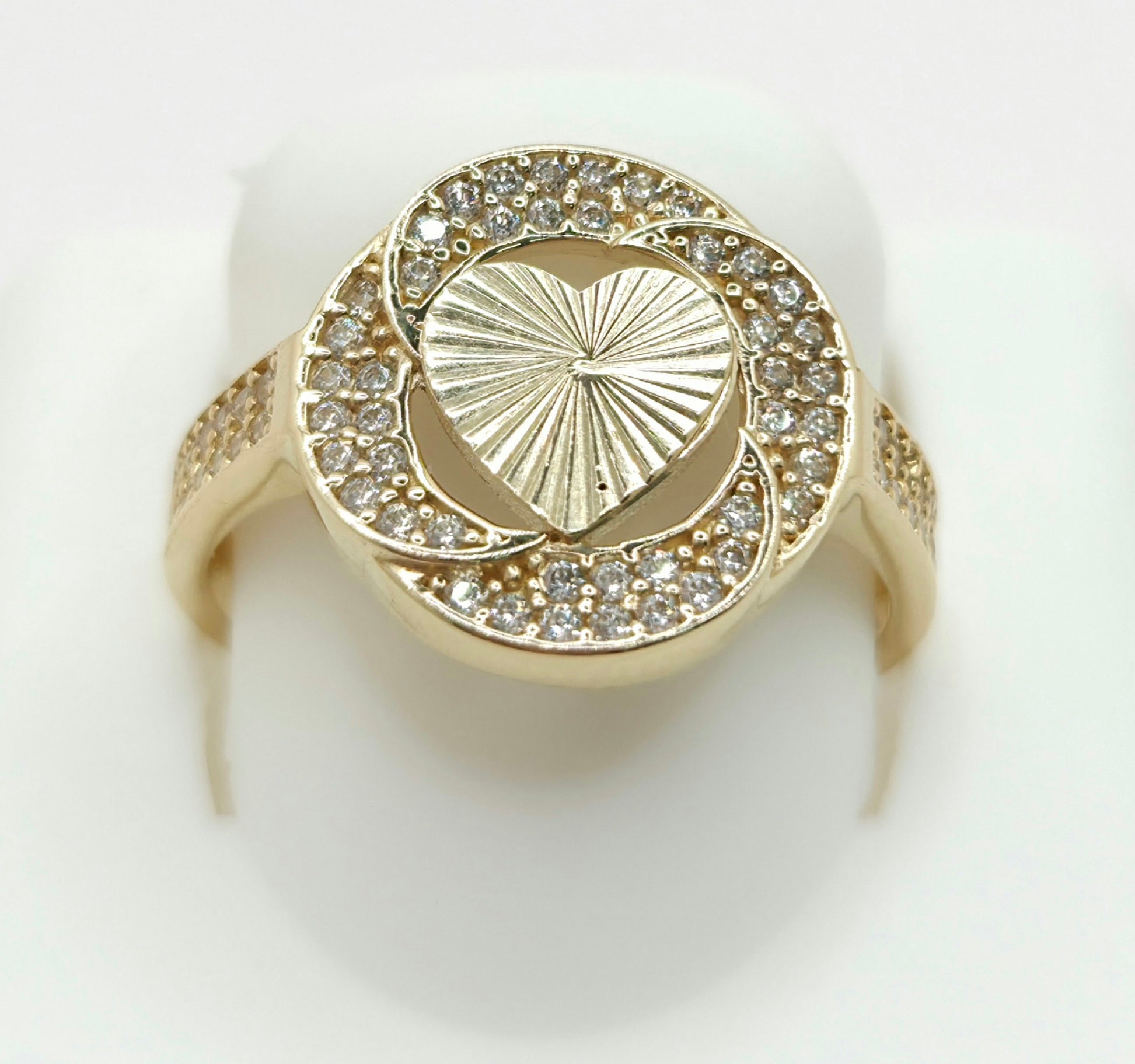 14K CZ ROUND HEART INSIDE RING – 8.5 – JY Jewelry Wholesale