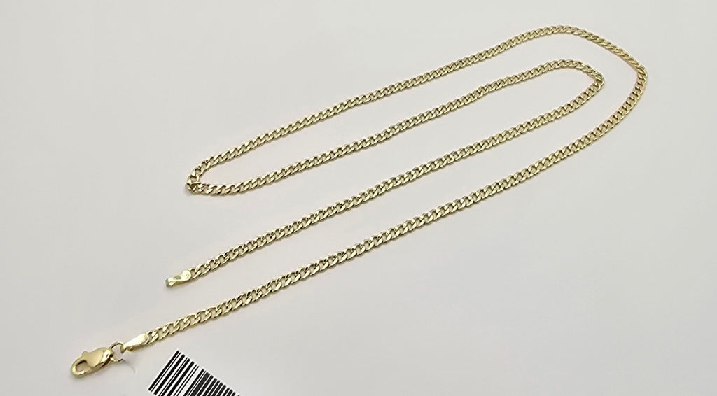 10K HOLLOW CUBAN CURB FLAT CHAIN – 20" 2.5MM – JY Jewelry Wholesale