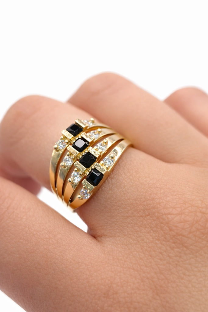 10K ELEGANT BLACK SQUARE STONE RING – 7 – JY Jewelry Wholesale