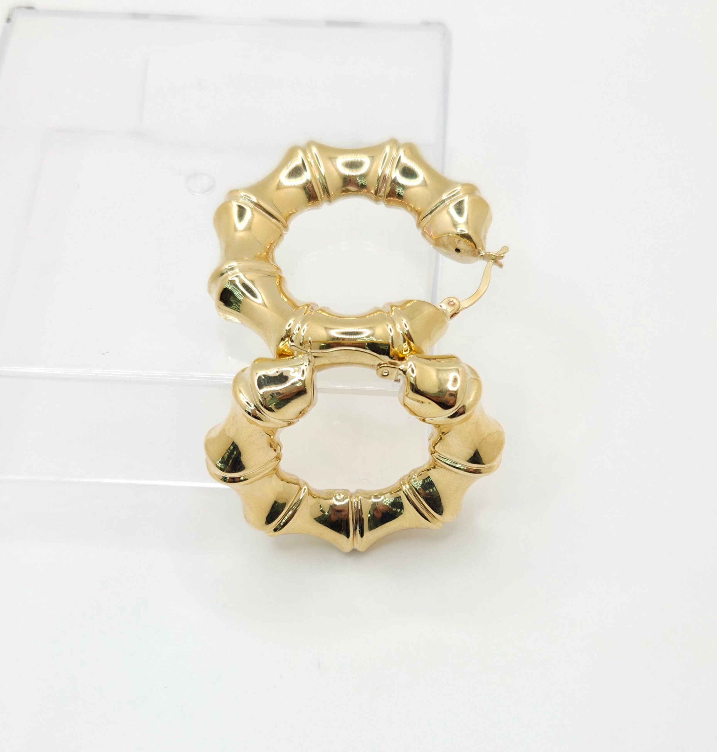 10K MODERN BAMBOO DESIGN HOOPS EARRINGS – JY Jewelry Wholesale