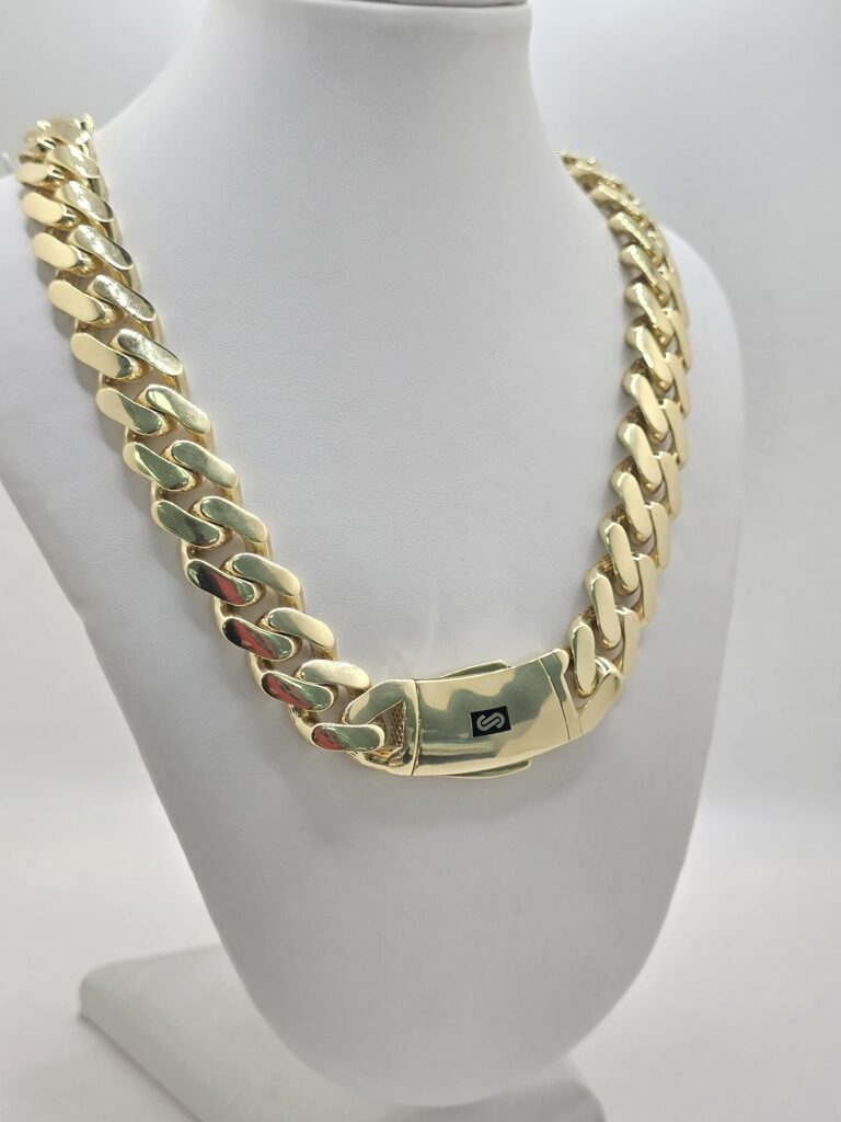10K CERTIFIED PLAIN MONACO CHAIN – 22" 15.5MM – JY Jewelry Wholesale