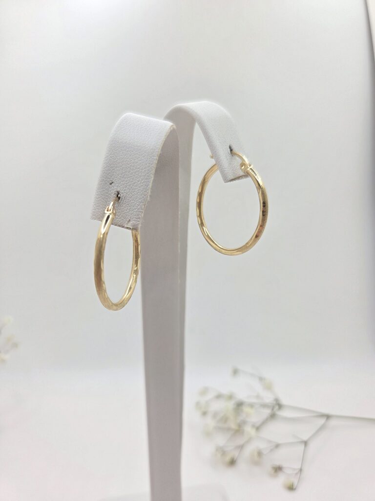 10K NEVADAS DESIGN HOOPS EARRING – 3 2MM – JY Jewelry Wholesale