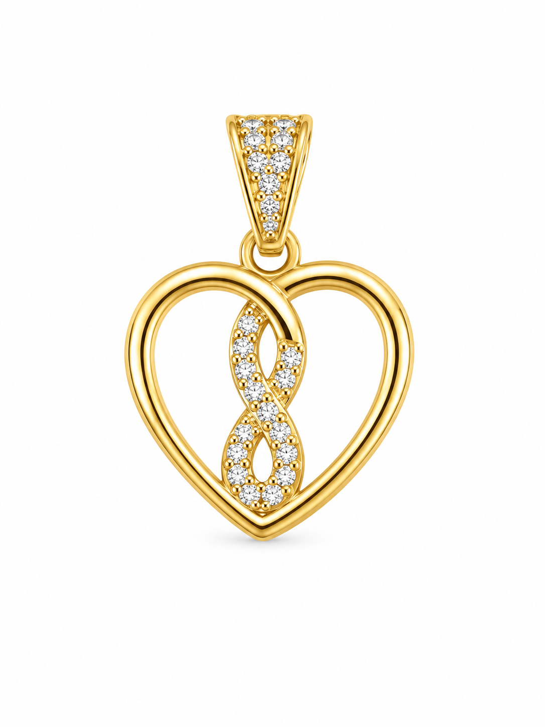 14K DELICATE HEART INFINITY INSIDE PENDANT – SMALL – JY Jewelry Wholesale